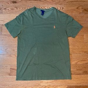 Ralph Lauren Olive Green V-Neck Shirt - Size Medium